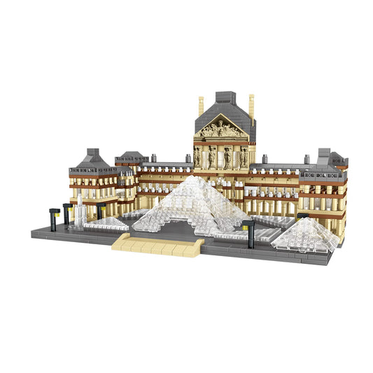 dOvOb Louvre micro building blocks set front view highlights intricate details for display