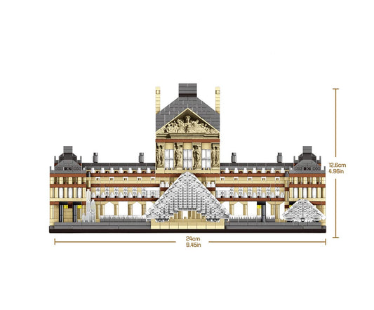 dOvOb Louvre micro building blocks set side angle displays structural precision