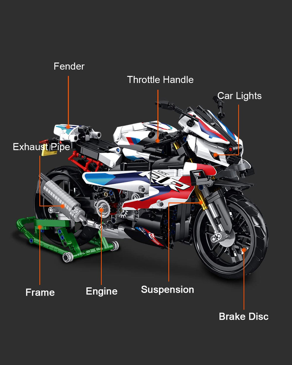 dOvOb 1000 RR detail close-up reveals intricate parts and texture