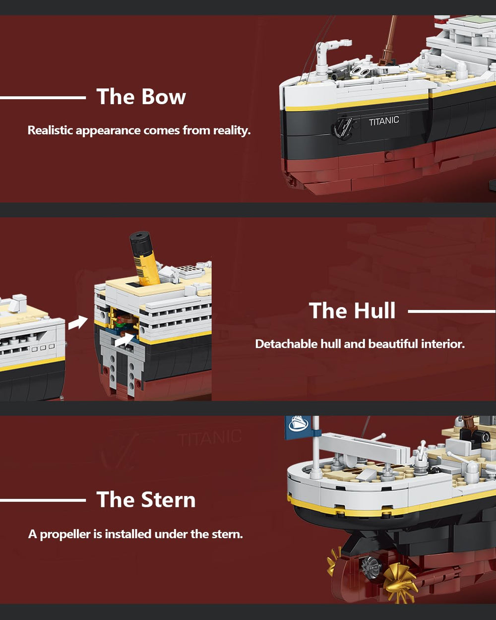 dOvOb Titanic hull and deck detail for authentic look