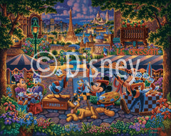 Dowdle Disney puzzle art detail - Mickey and friends in Paris.