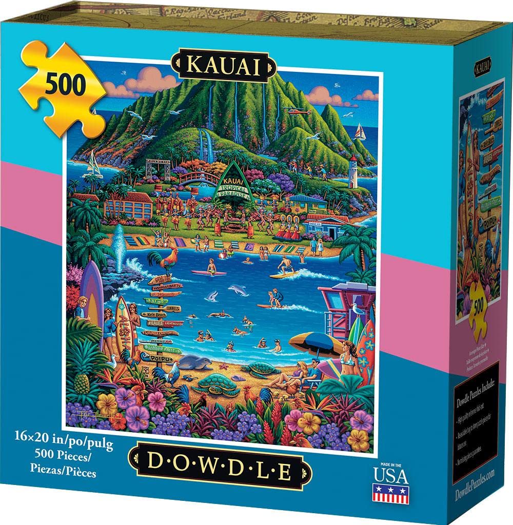 Dowdle Kauai 500-piece puzzle box with magnetic closure showcases premium packaging and durability.