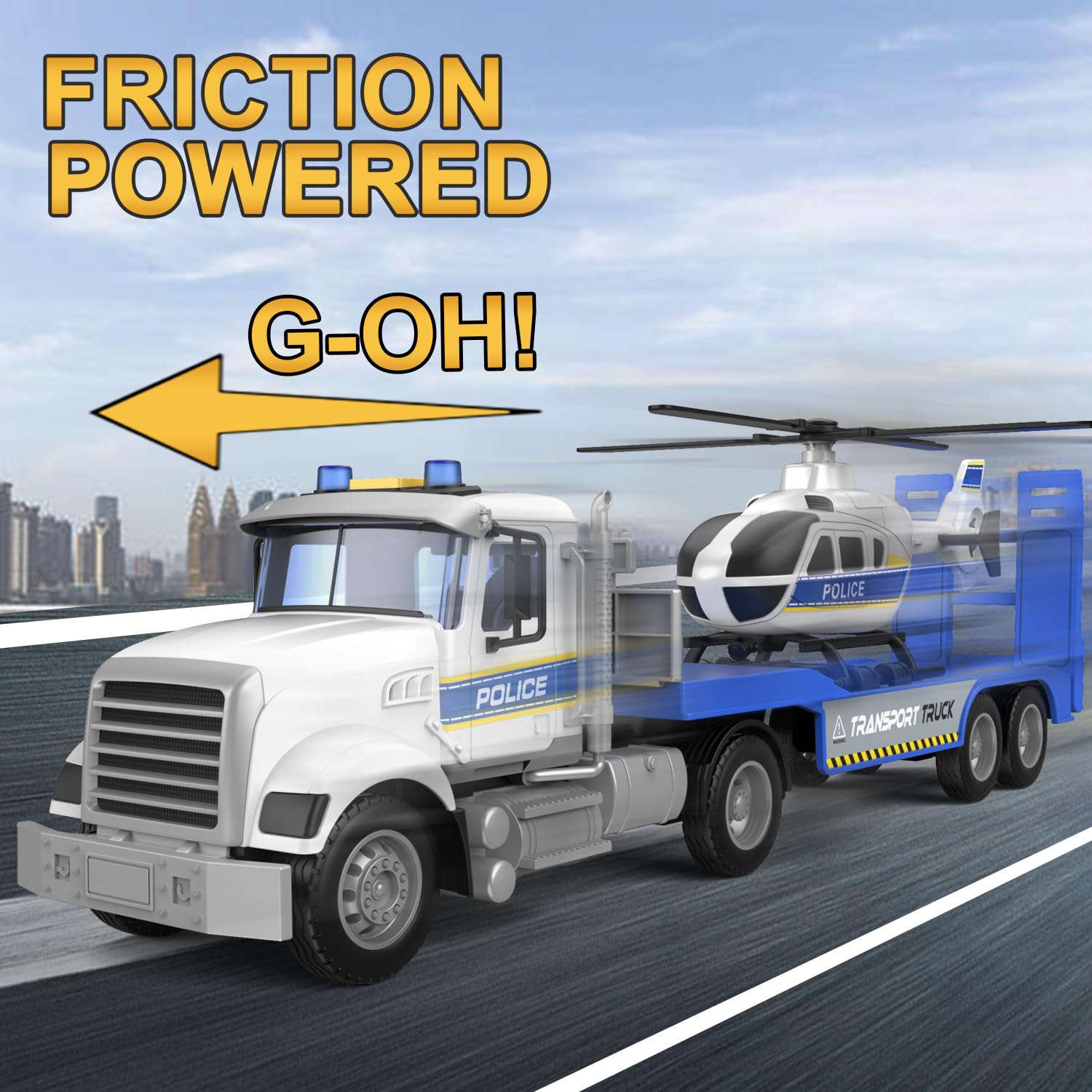 Dowellin police-truck friction-transport action in motion