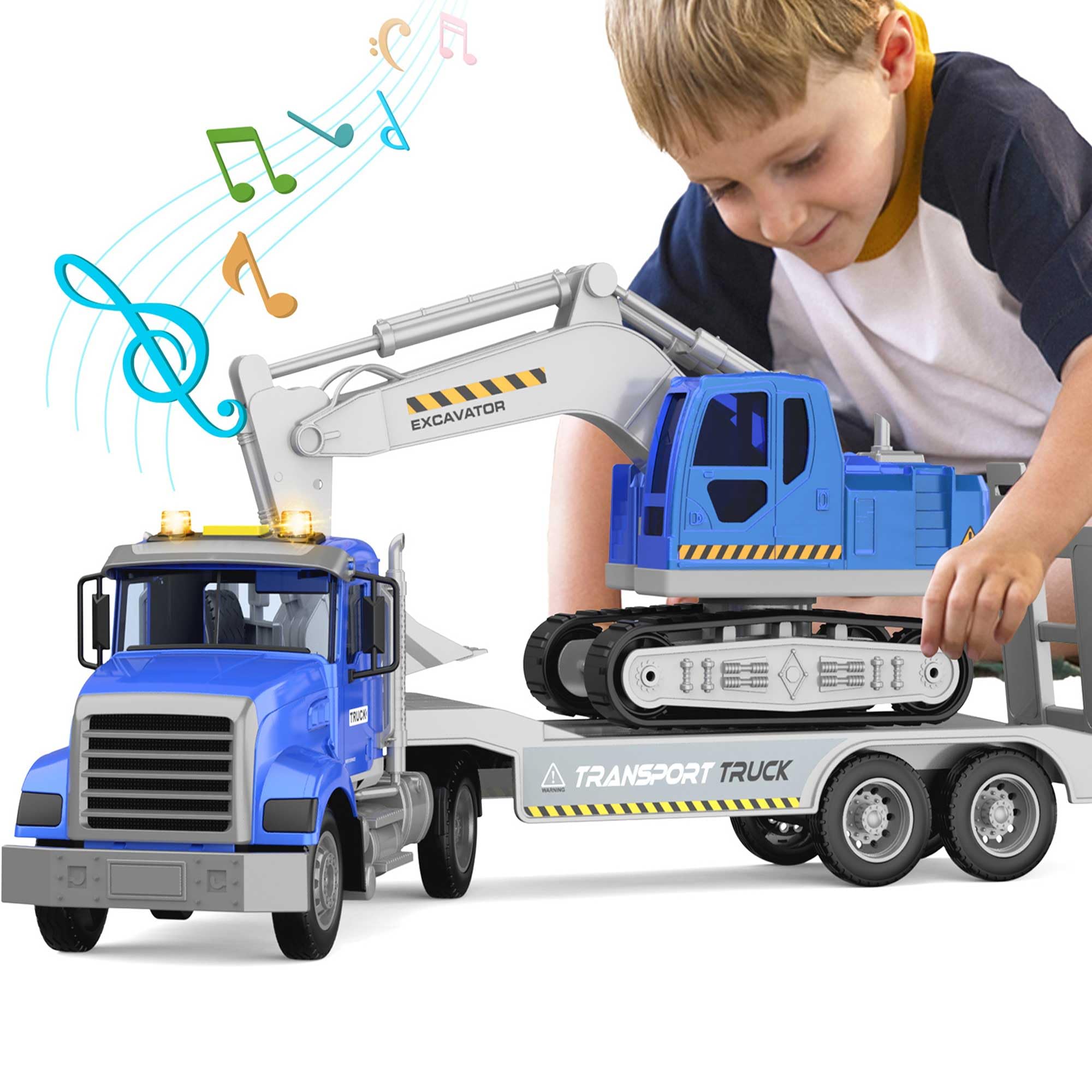 DOWELLIN 22-inch transport trucks front view with lights supports imaginative play.