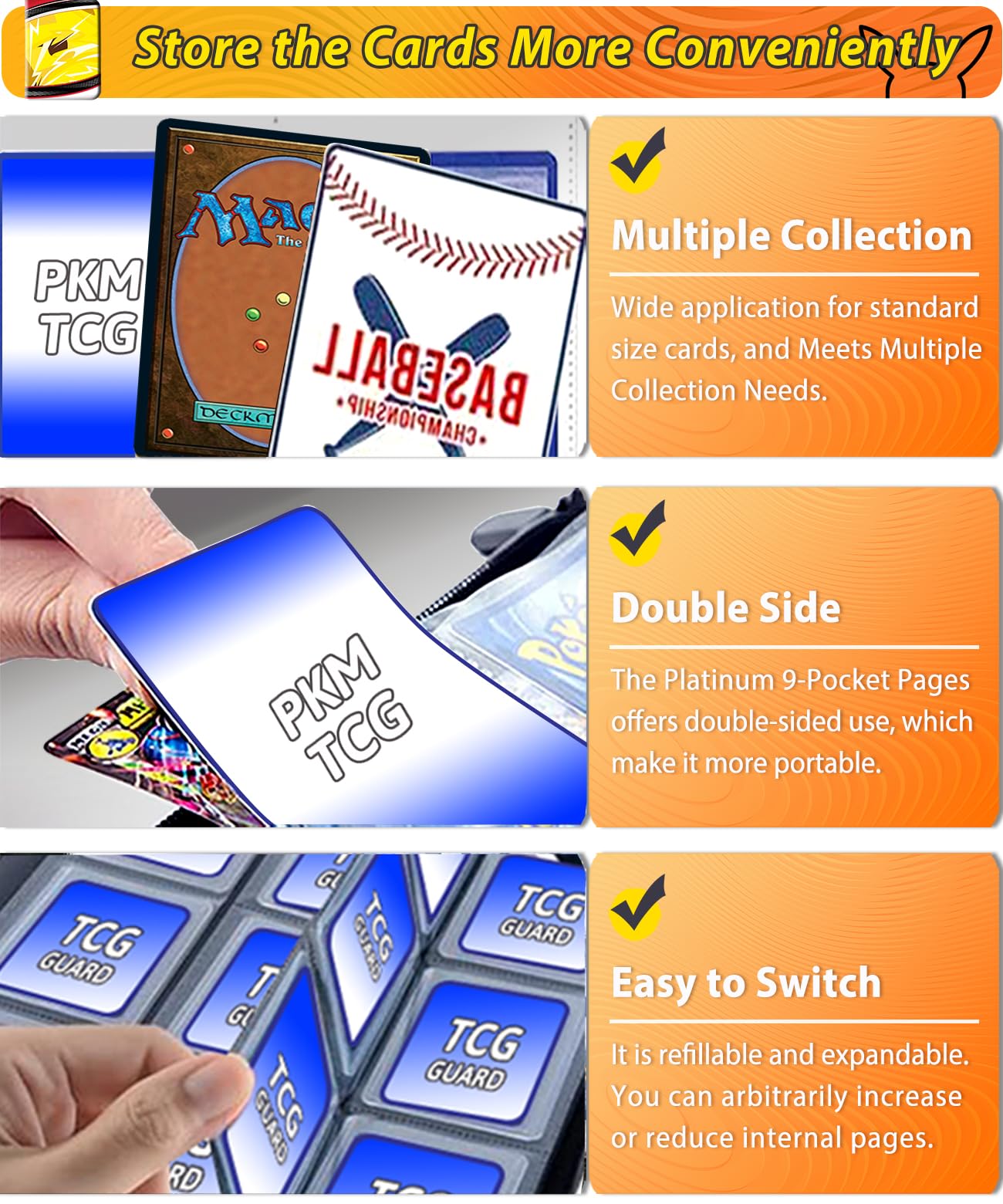 DOXUA 1008 yellow binder keeps cards accessible during travel.