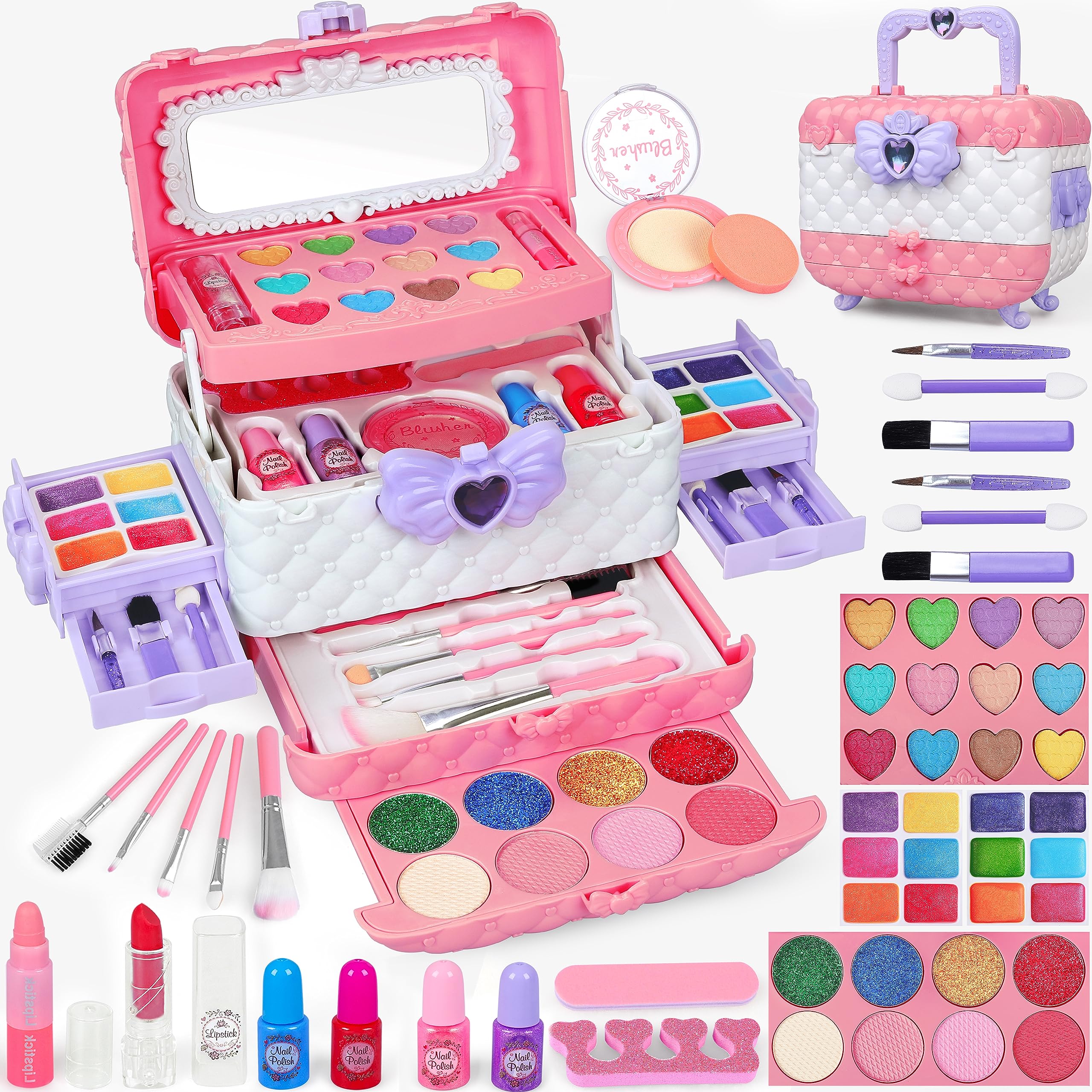 Dpai 54-piece makeup kit pink white box for imaginative pretend play.