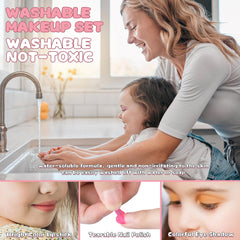 Dpai blush and powder puff for soft, kid-friendly color.
