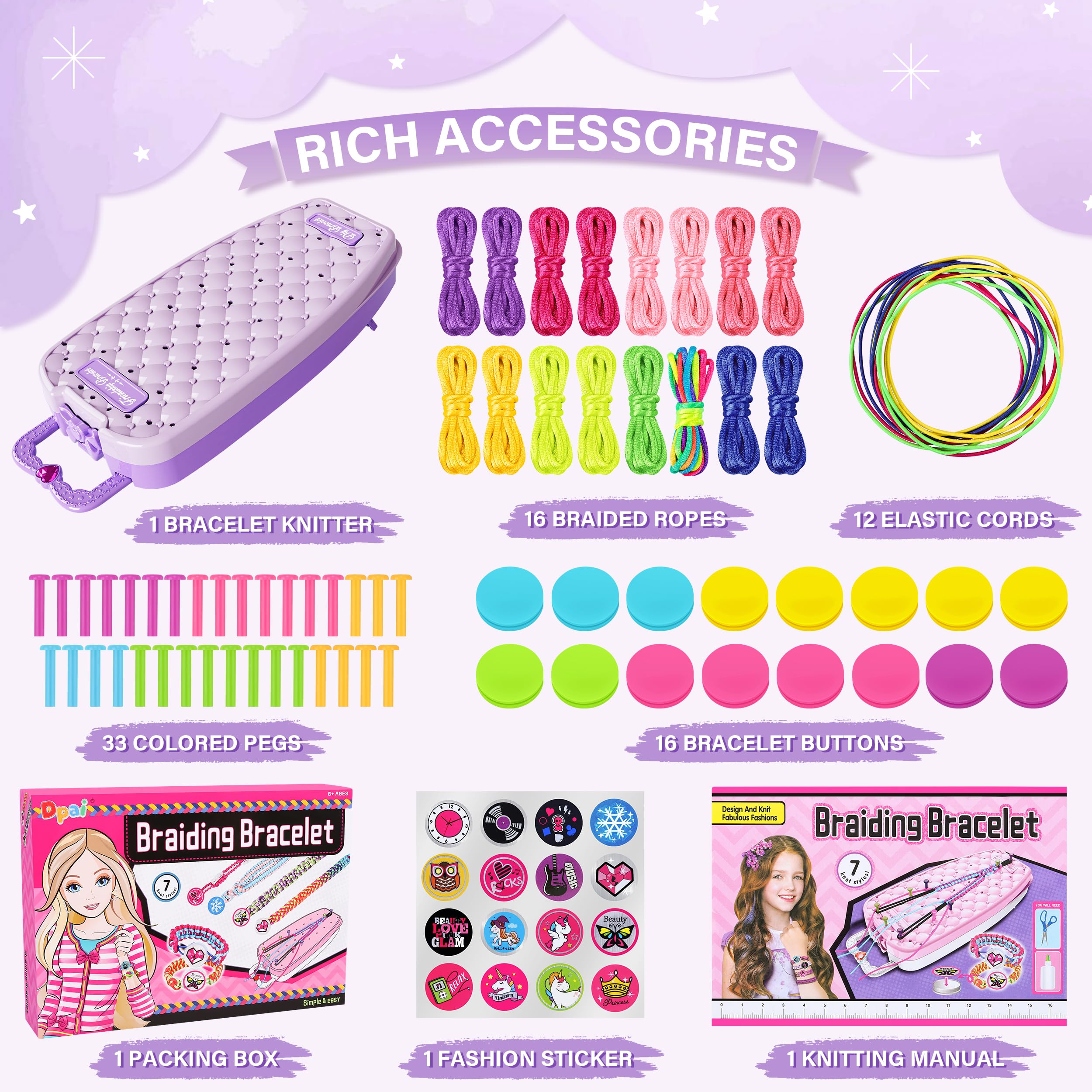 Dpai step-by-step instruction guide helps kids learn and finish bracelets.