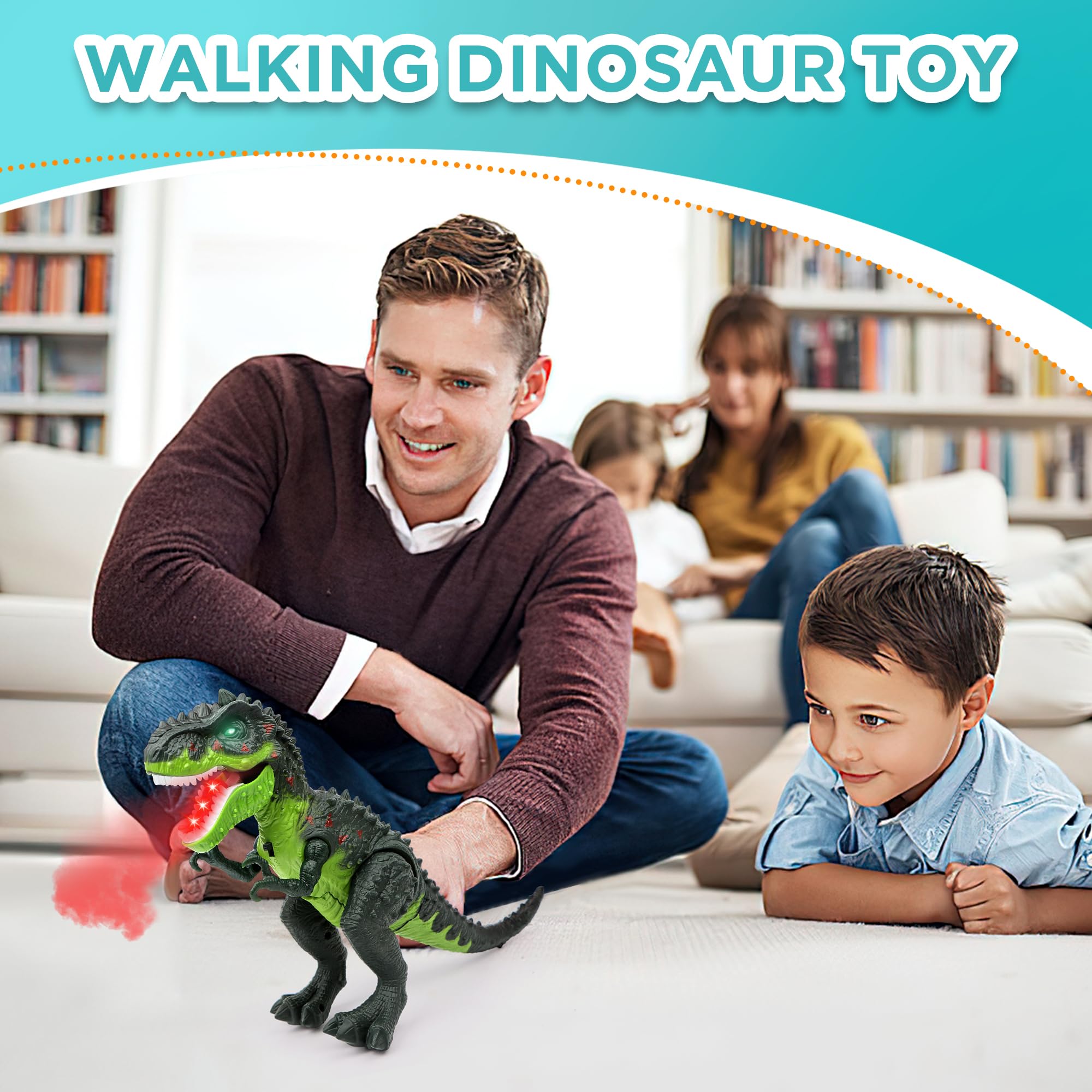DPAPDI electric dinosaur toy with LED flame adds dramatic glow.