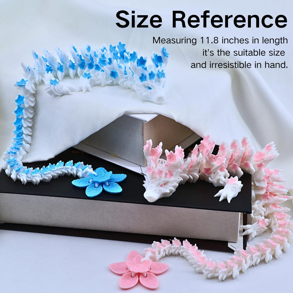 Dpcirk blue-white cherry blossom dragon side view with blossoms