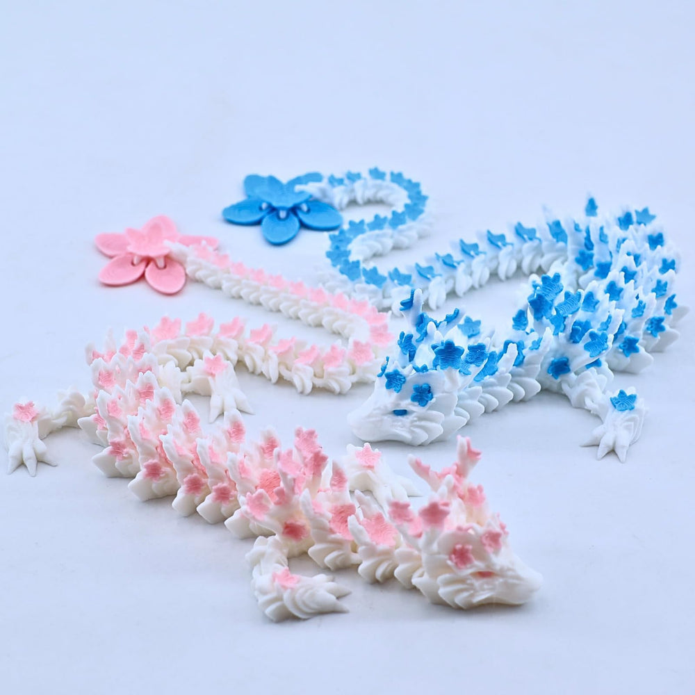 Dpcirk pink-white cherry blossom dragon front view highlighting pose options
