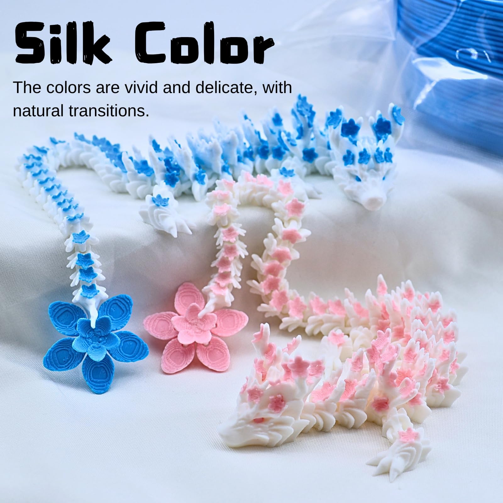 Dpcirk pink-white cherry blossom dragon side view with blossoms
