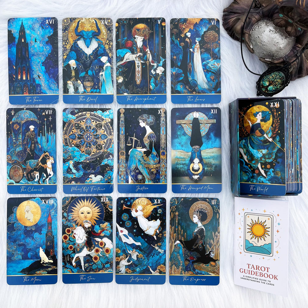 DPEHAKMK Azure Arcana tarot artwork showing fantasy imagery for storytelling.