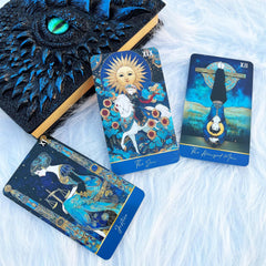 DPEHAKMK Azure Arcana cards with rounded edges for comfortable use.