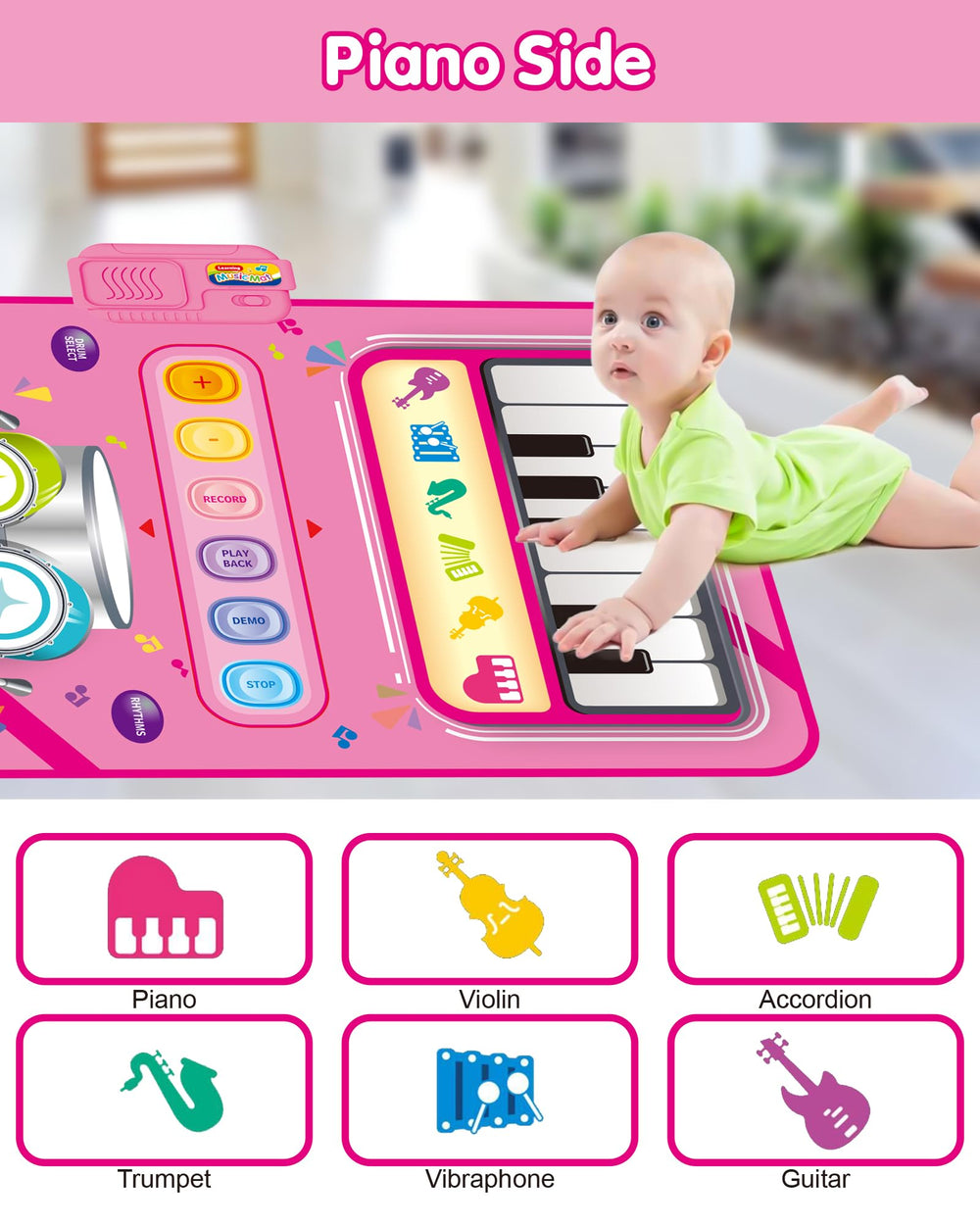 DQMOON musical mat drum pad invites rhythm exploration and cause-and-effect play.