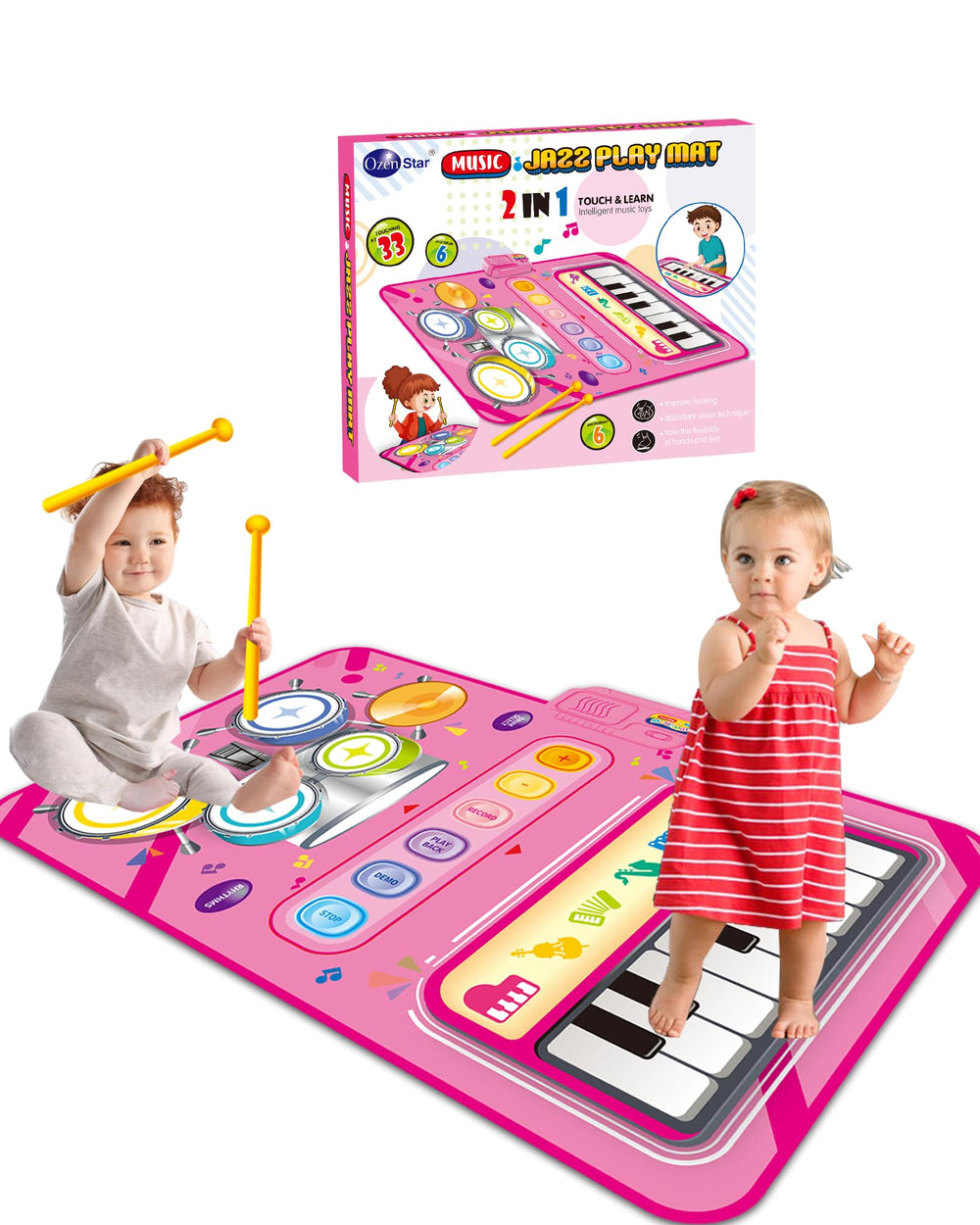 DQMOON musical mat with piano keys sparks toddler creativity and fine motor skills.