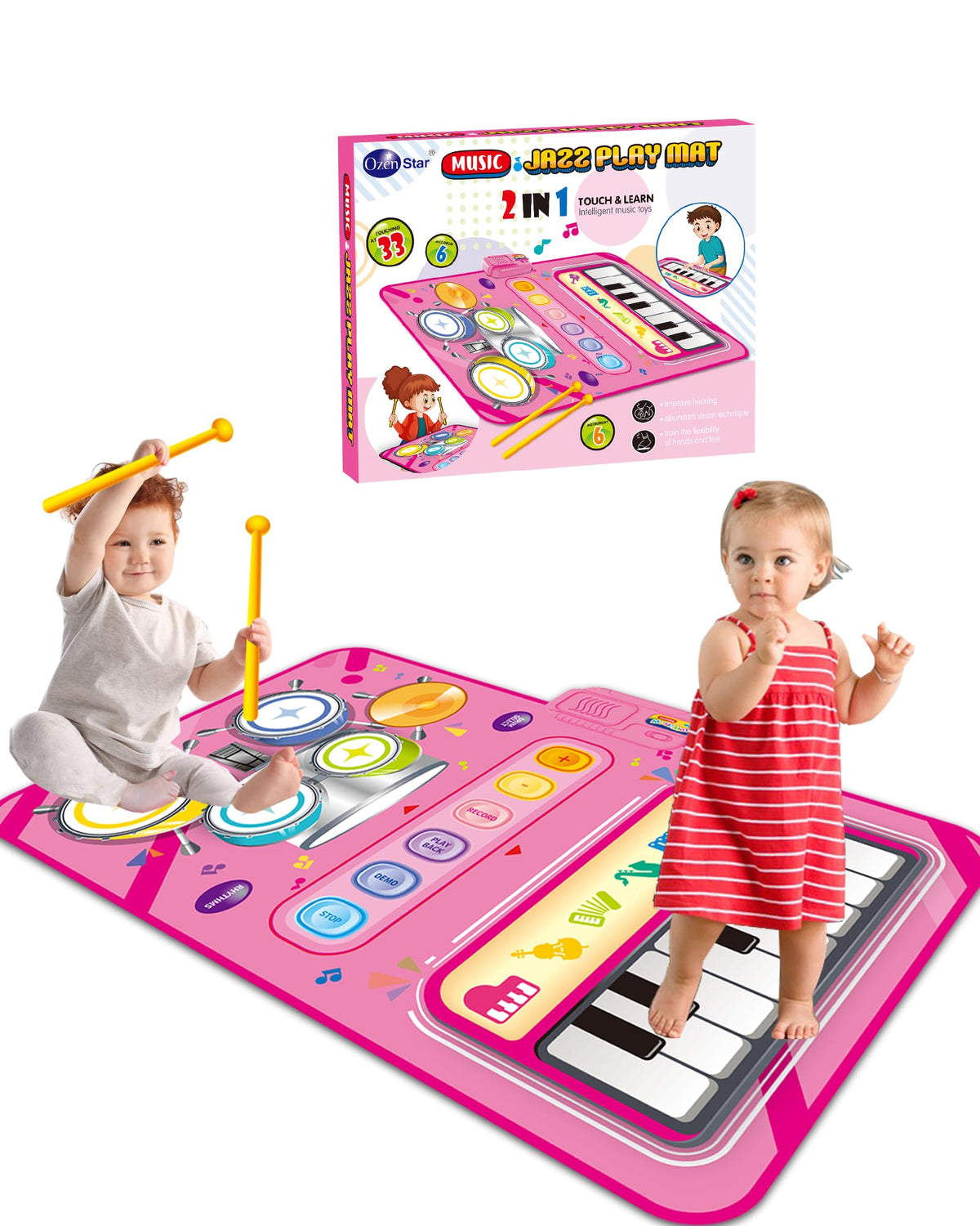 DQMOON musical mat with piano keys sparks toddler creativity and fine motor skills.