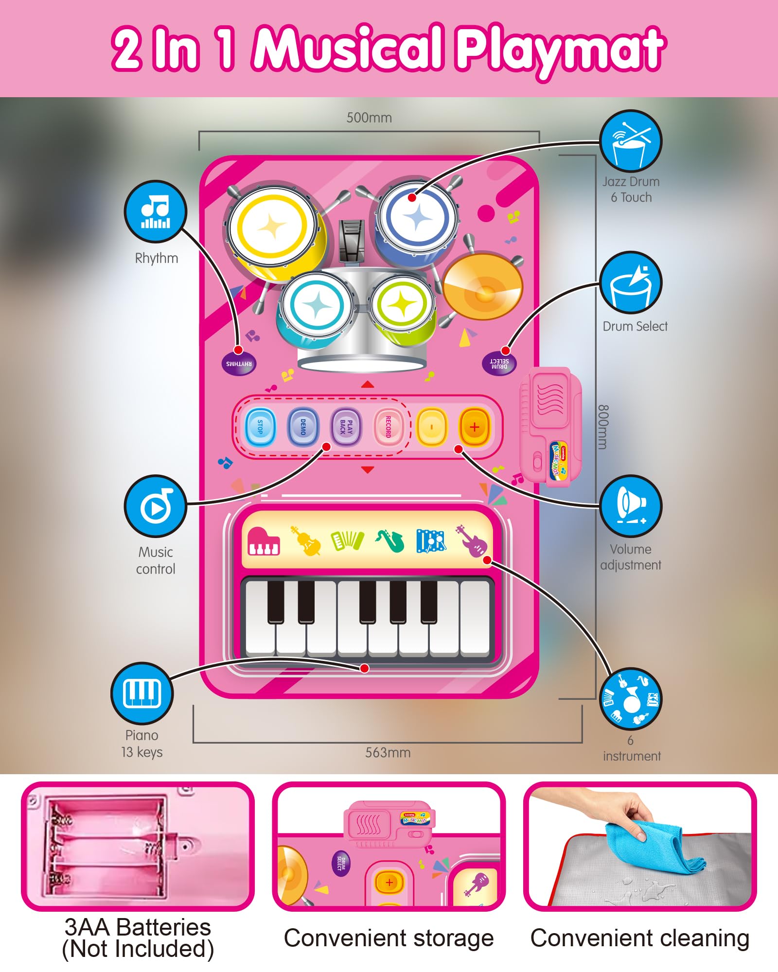 DQMOON musical mat offers six sounds to expand imaginative play sessions.