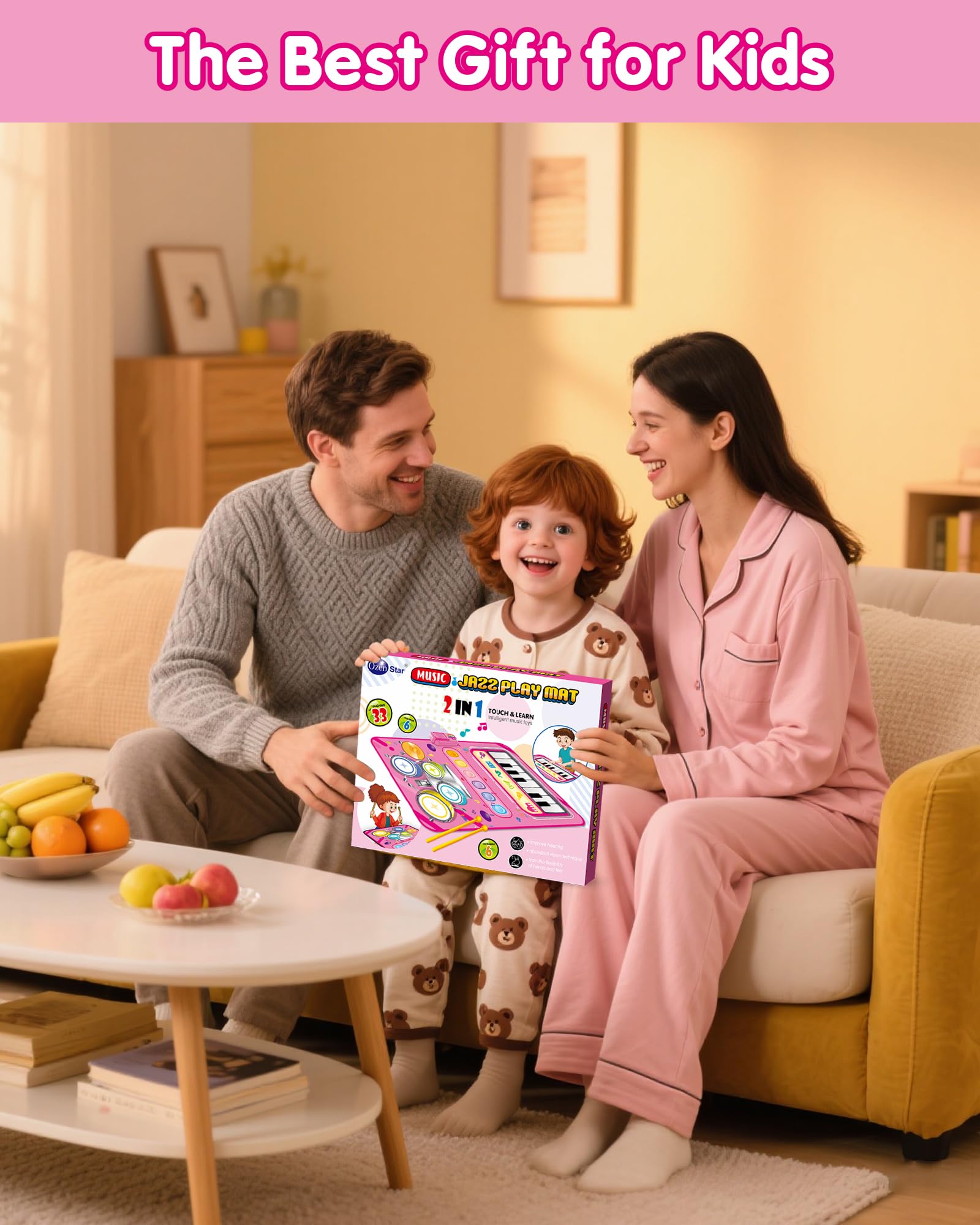 DQMOON musical mat surface is wipe-clean for quick cleanup after play.