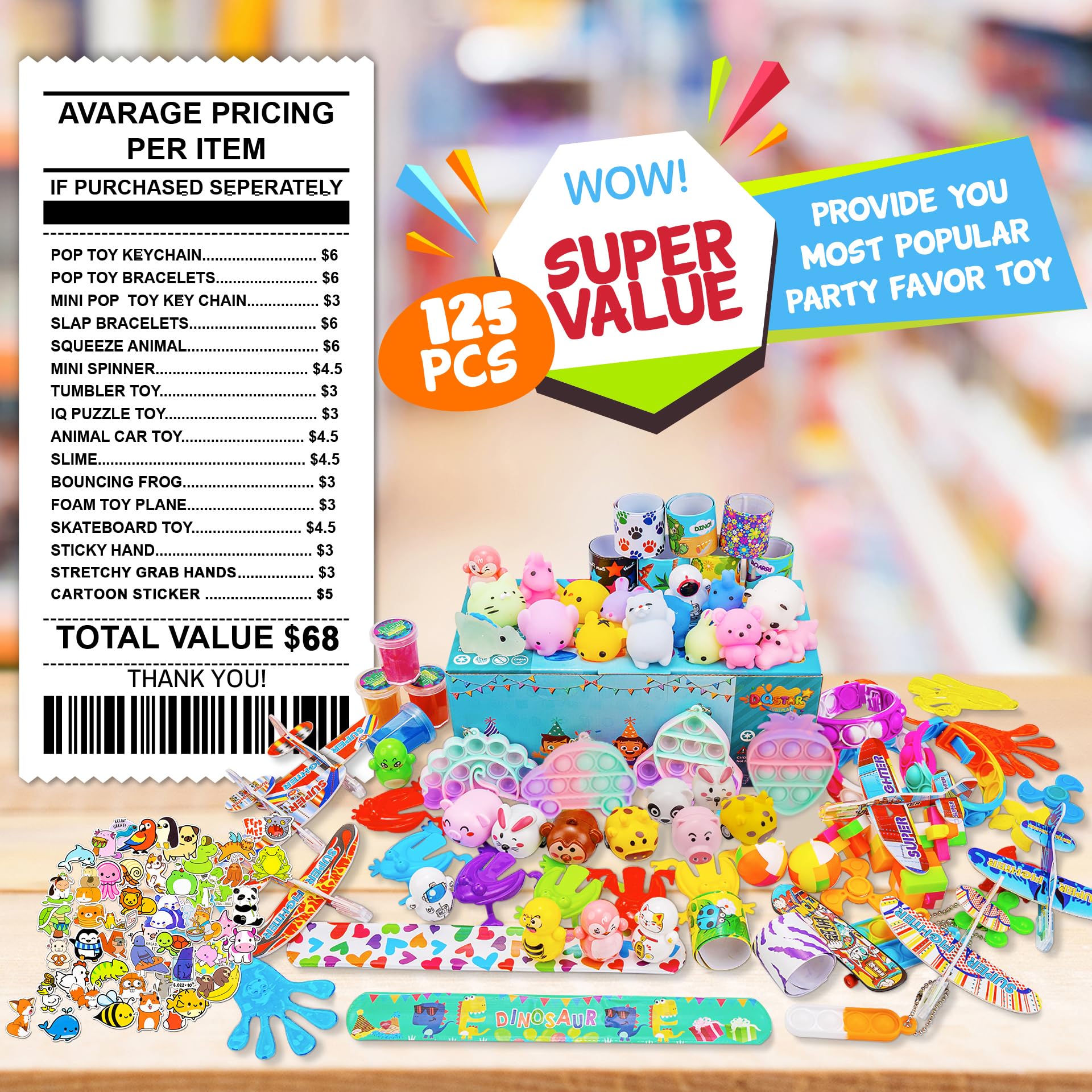 DQstar squeeze-animal-toy colorful stress-relief for kids
