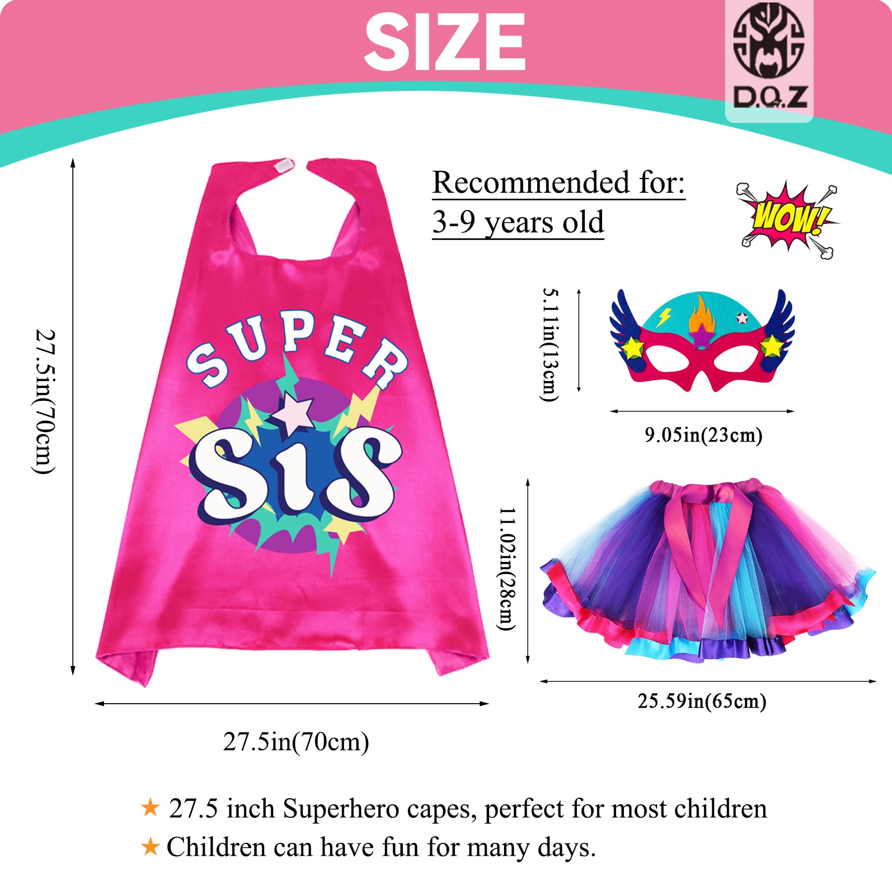 D.Q.Z dress-up playset used in pretend play, birthdays, and classroom stories.