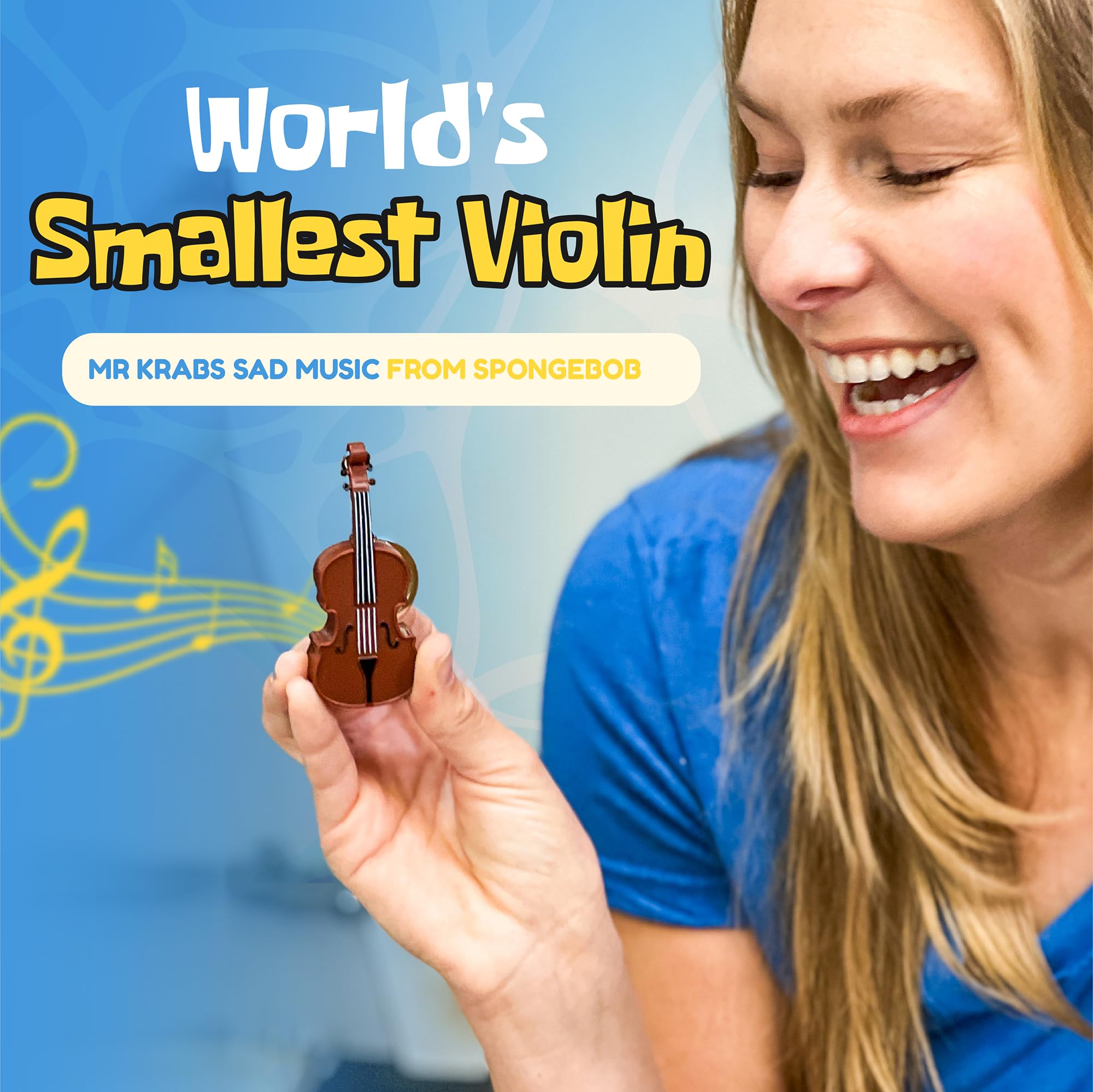 DR DINGUS mini melancholy violin in hand highlights portable design for on-the-go use.