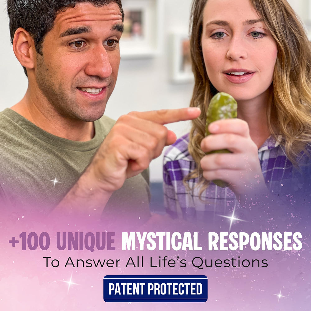 Mystic Pickle bottle opened showing quirky charm for quick laughs