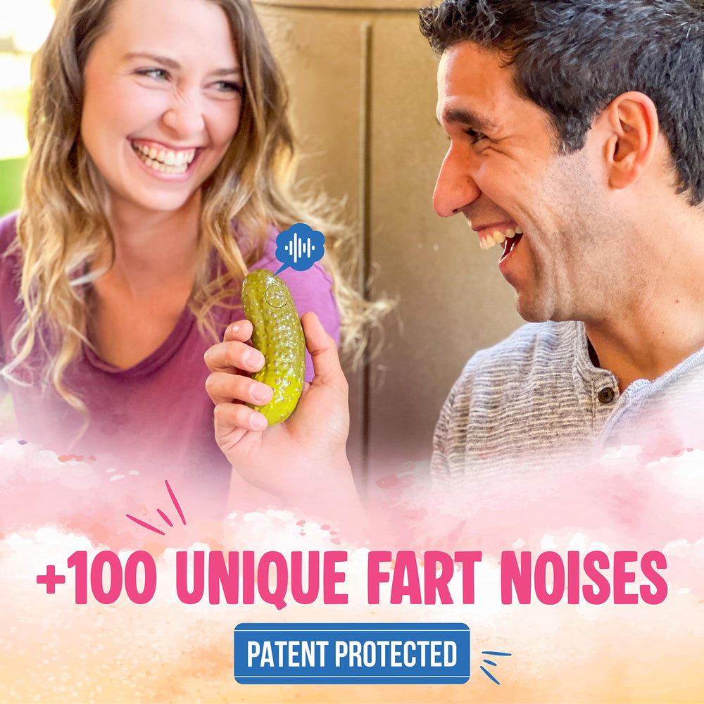 DR DINGUS push-button pickle fart feature for instant laughs at gatherings.