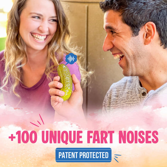 DR DINGUS push-button pickle fart feature for instant laughs at gatherings.