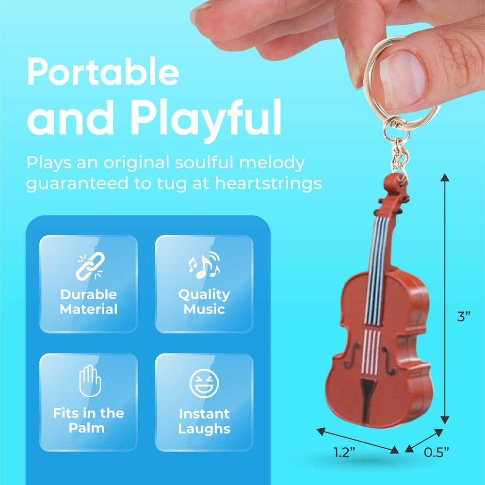 DR DINGUS World's Smallest Violin in-hand use demonstrates instant mood-lightening pocket entertainment.