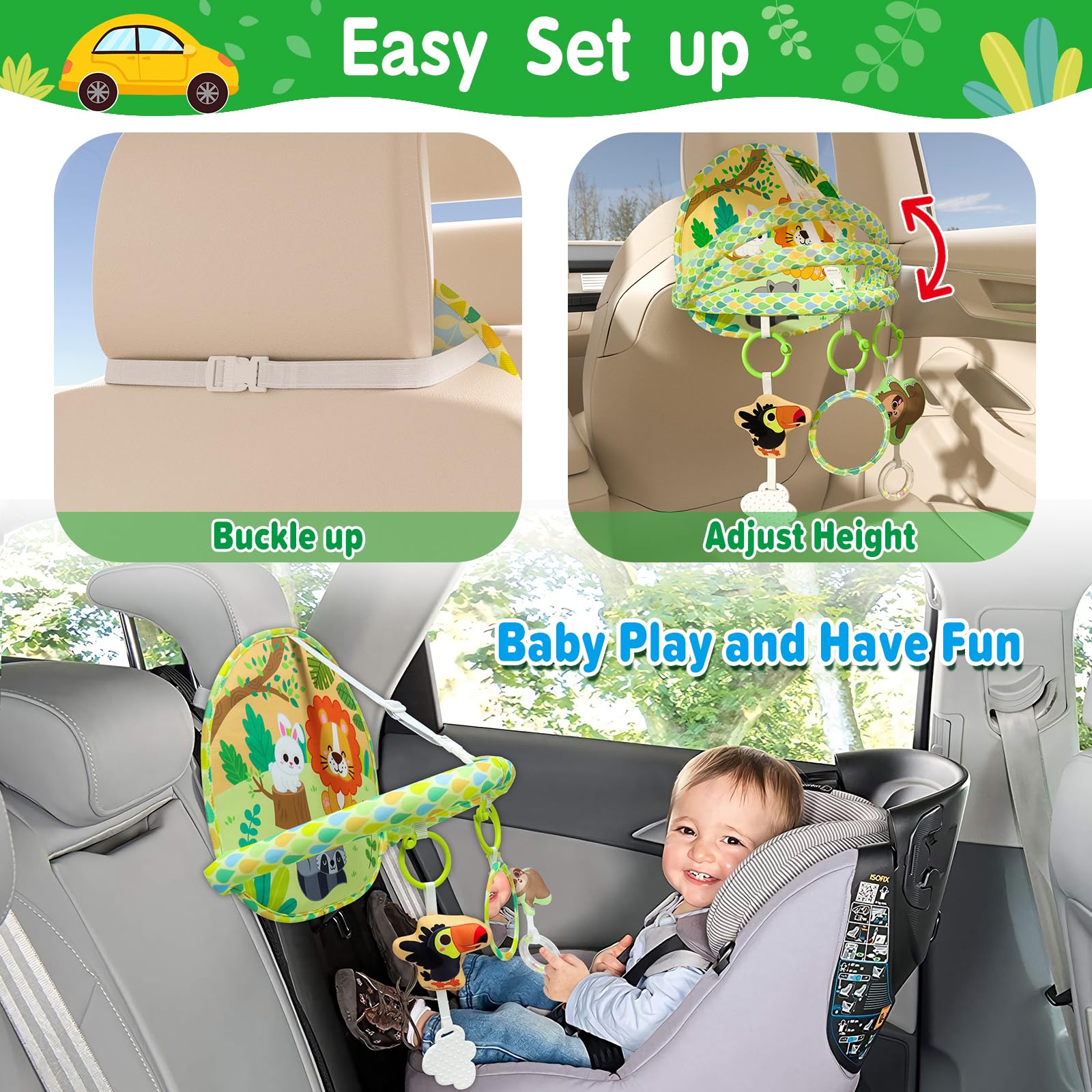 Dr.Rapeti Baby Car Seat Toy soft mirror for visual exploration