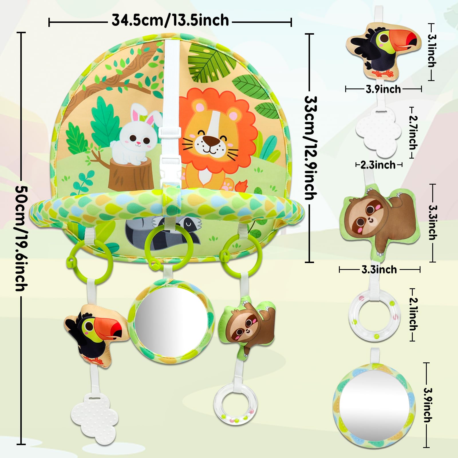 Dr.Rapeti Baby Car Seat Toy teether in a travel setup