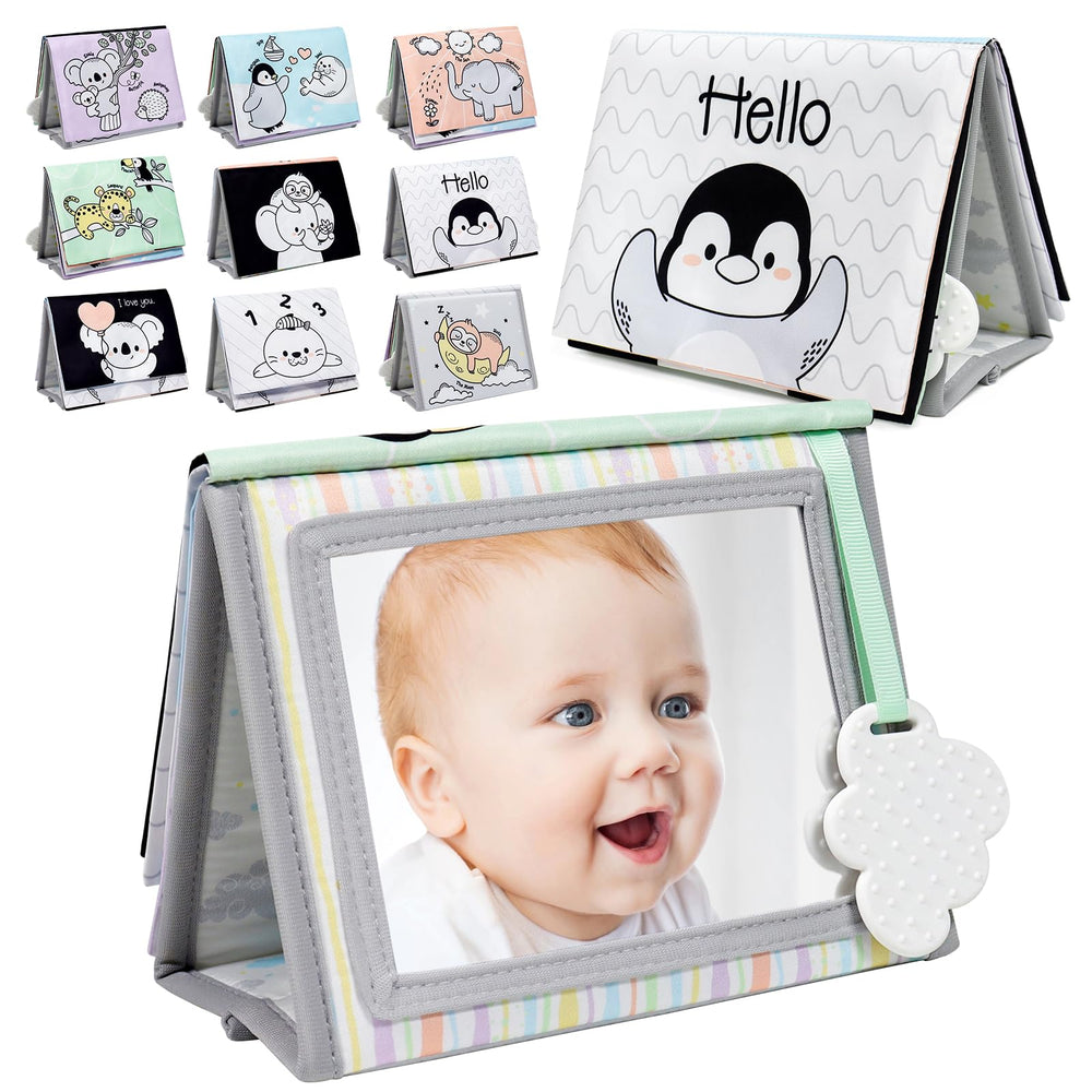 Dr.Rapeti soft tummy time book front cover with high-contrast patterns for newborn focus