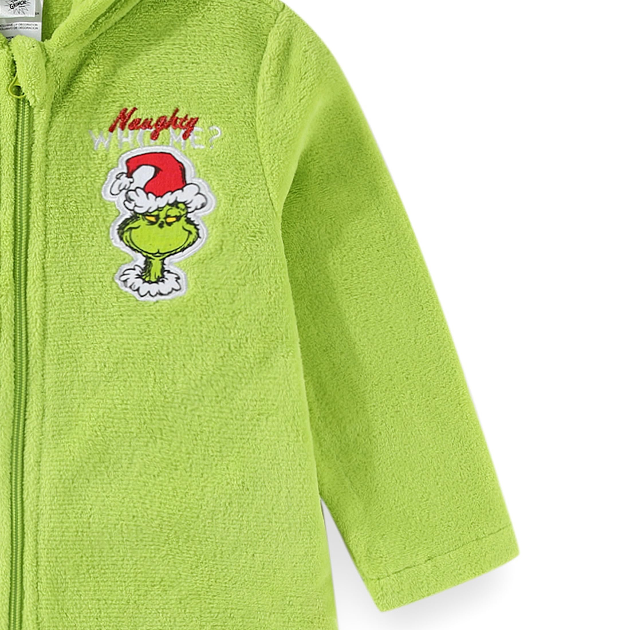 Dr. Seuss Grinch green fabric closeup shows soft, breathable material.