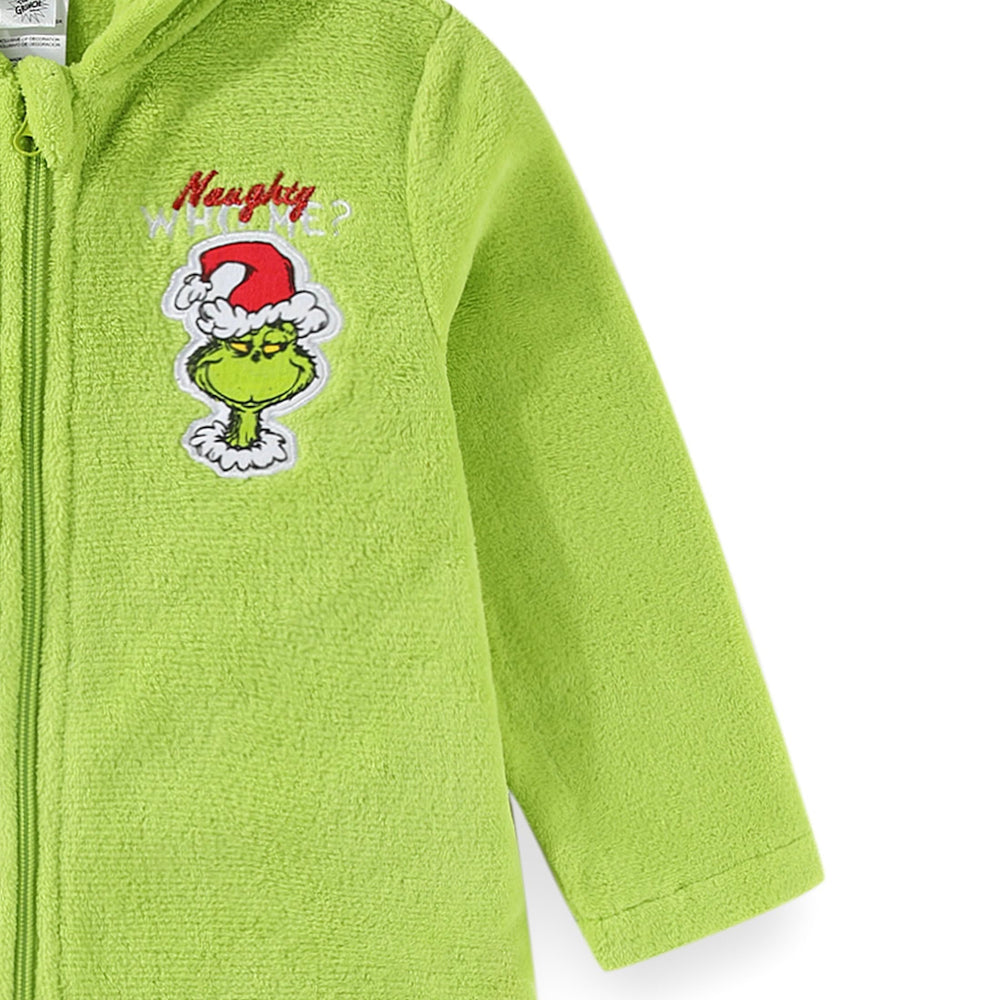 Dr. Seuss Grinch green fabric closeup shows soft, breathable material.