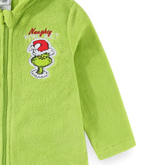 Dr. Seuss Grinch green fabric closeup shows soft, breathable material.