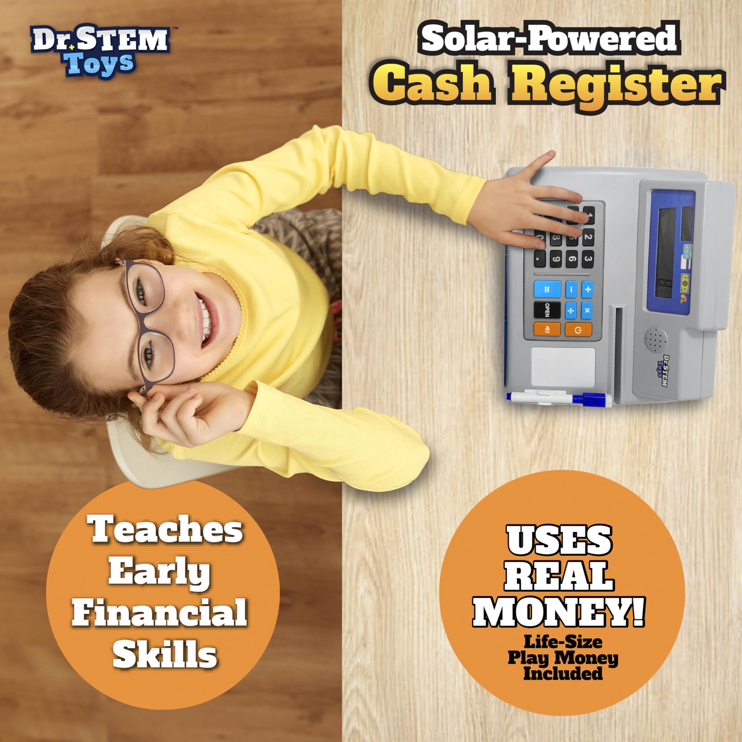 Dr. STEM Toys bank card and educational booklet for guided counting activities
