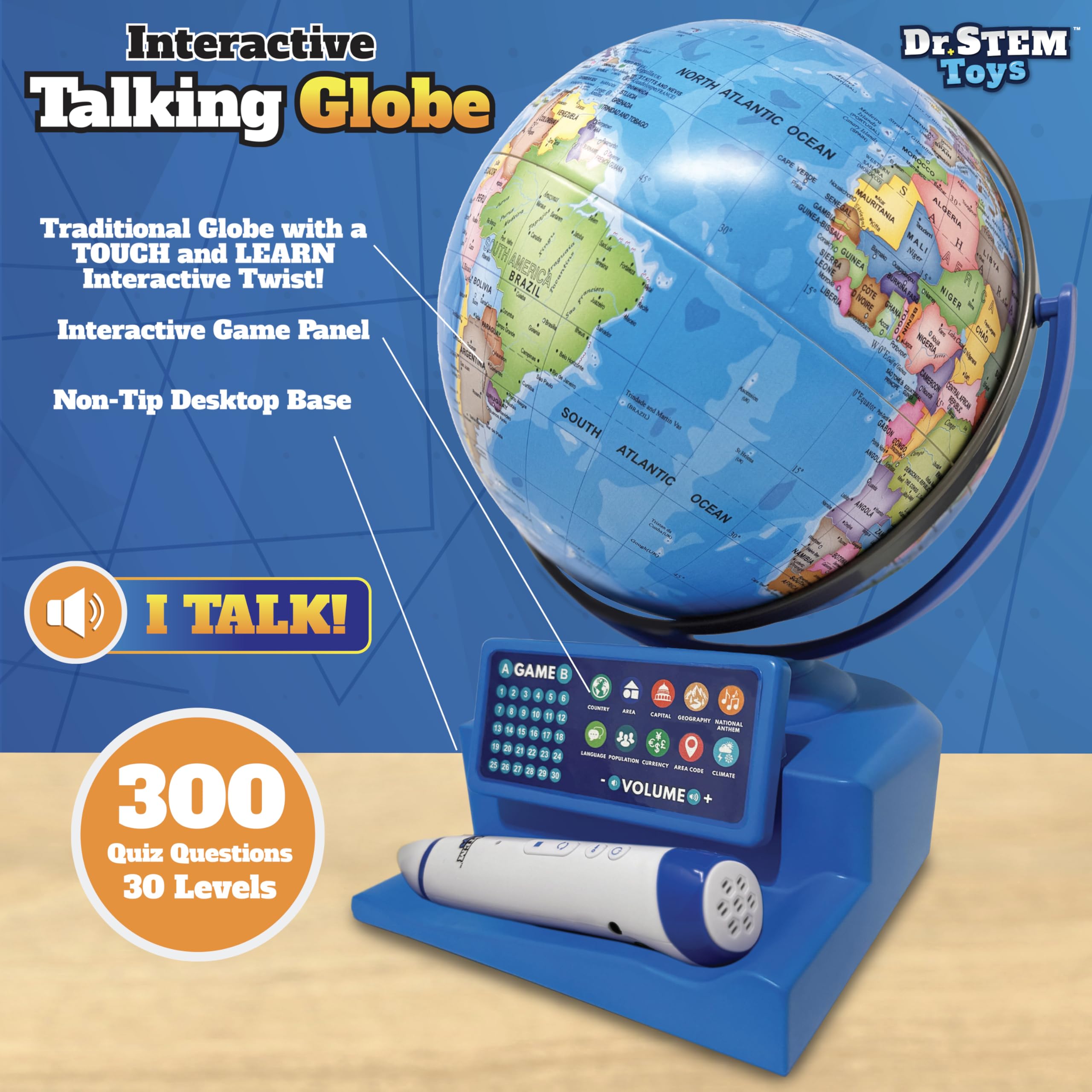 Dr. STEM Toys country facts read aloud to boost recall and listening.