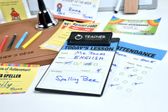 Dr. STEM Toys teacher set desk blotter adds authentic desk setup for immersive play.