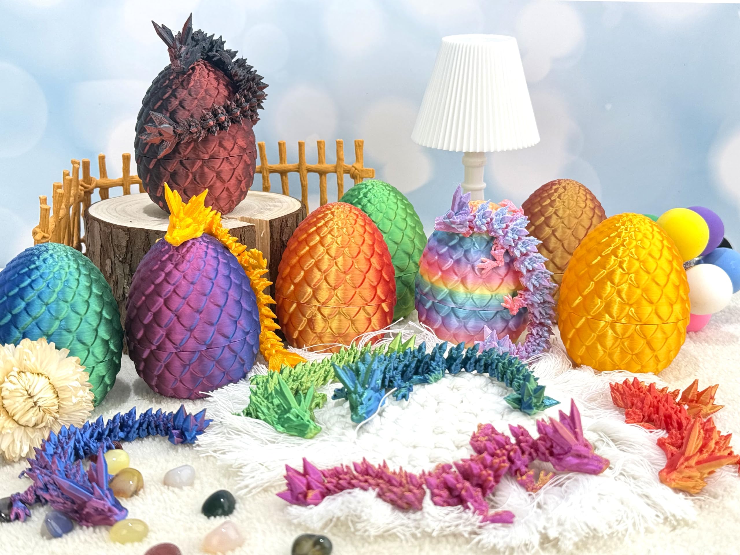 Eco-friendly PLA eggs inspire creative display and imaginative play.