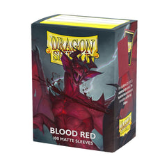 Dragon Shield Blood Red Matte Sleeves box front shows premium protection for your cards.