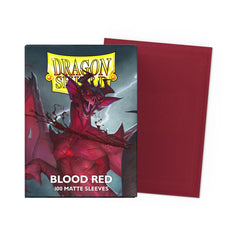 Dragon Shield Blood Red Matte Sleeves with top label for personalized organization.