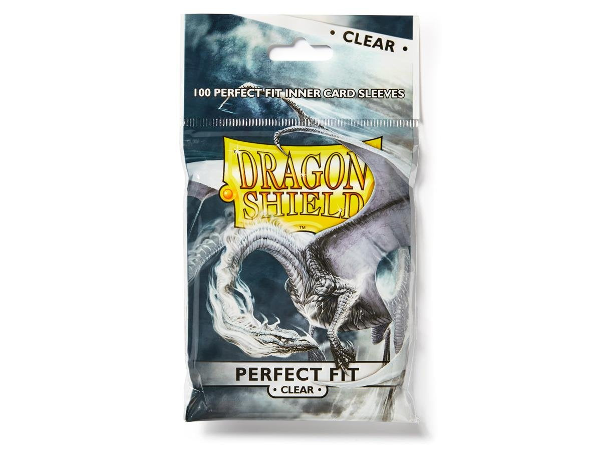 Dragon Shield Clear Perfect Fit sleeves back view shows unobtrusive backing and archival safety.