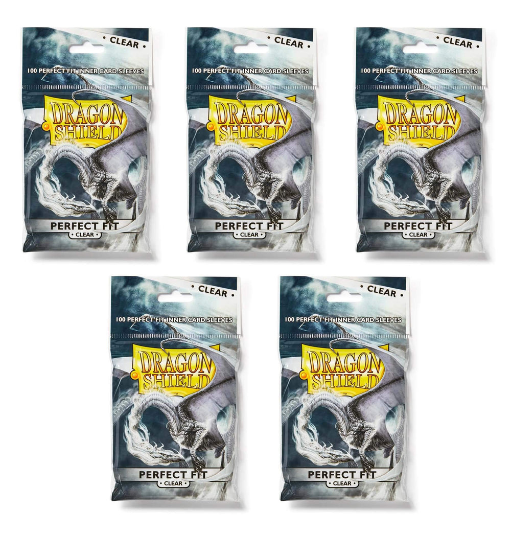 Dragon Shield Clear Perfect Fit sleeves front view offers crystal-clear visibility for standard cards.
