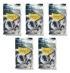 Dragon Shield Clear Perfect Fit sleeves front view offers crystal-clear visibility for standard cards.