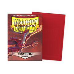 Dragon Shield Crimson Matte sleeves back view showing textured matte surface for durability.