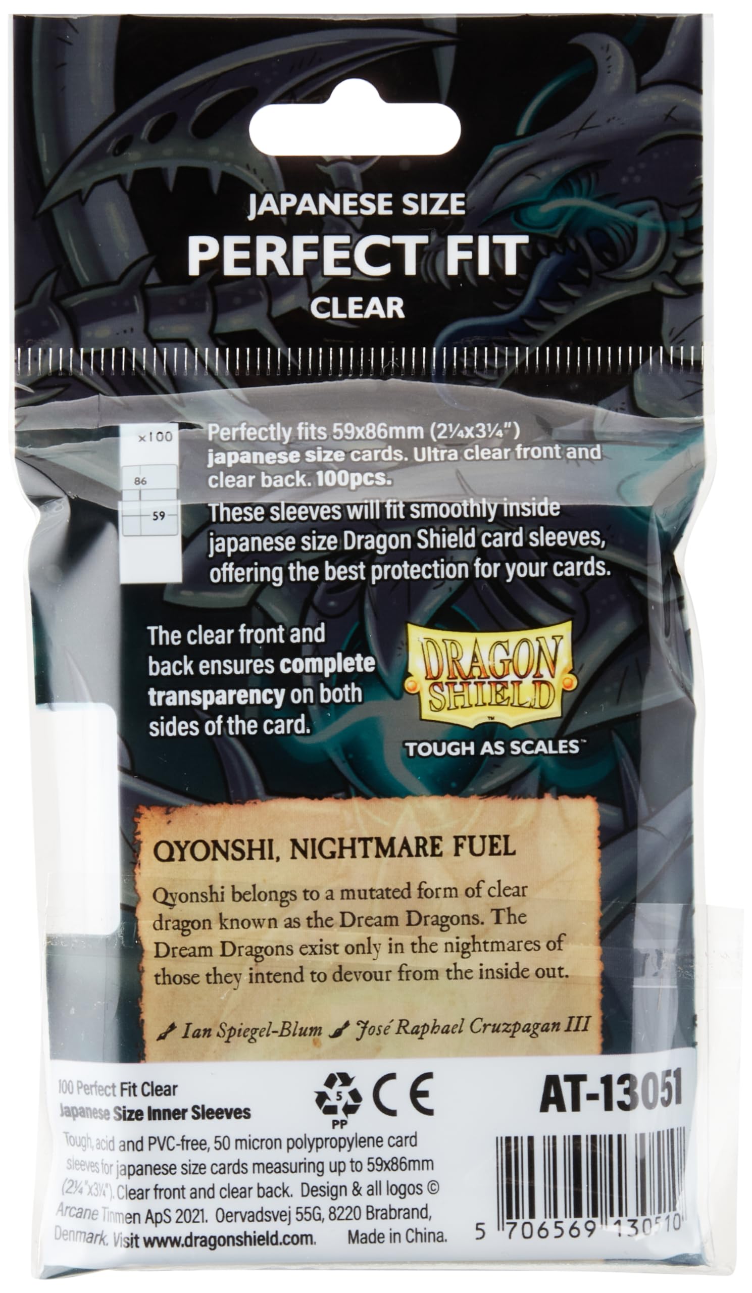Dragon Shield DS60J Perfect Fit Inner Sleeve snugly fits over cards for double-sleeving.