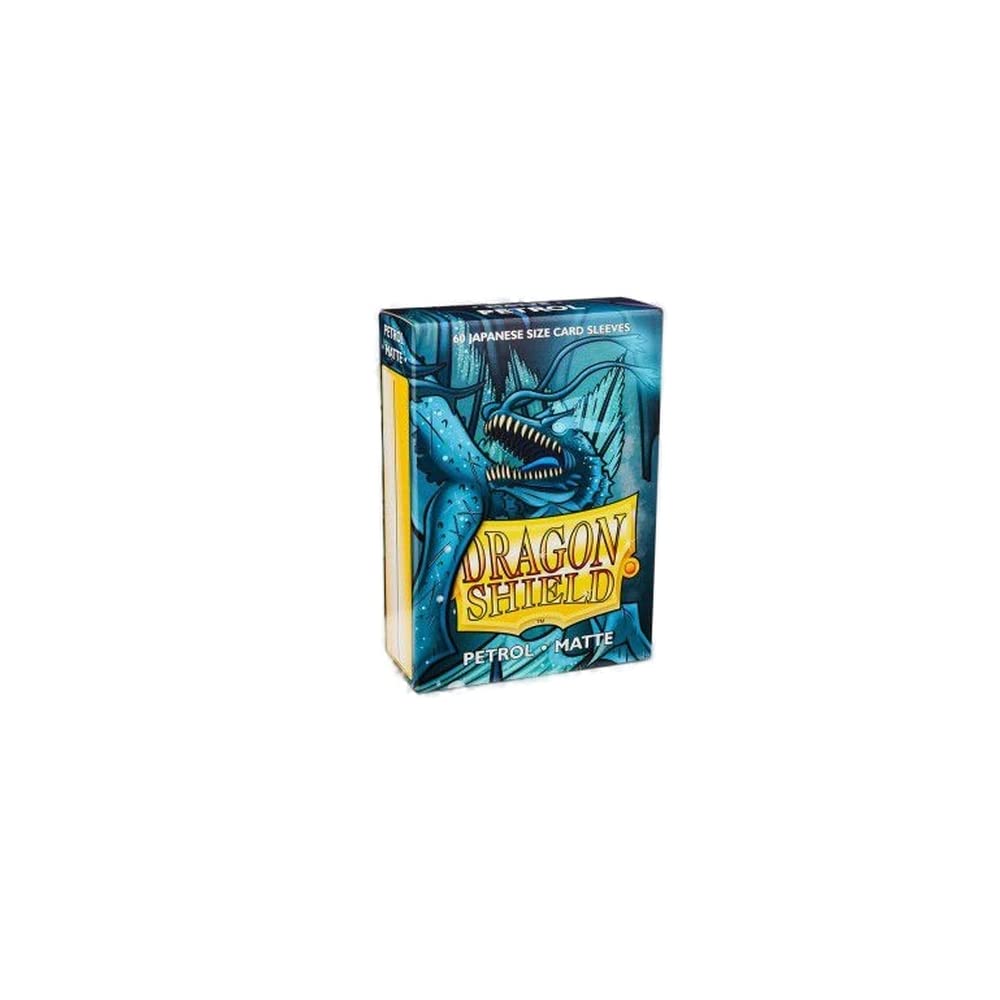 Dragon Shield Japanese-size matte sleeves in Petrol protect Yu-Gi-Oh cards with smooth shuffling.