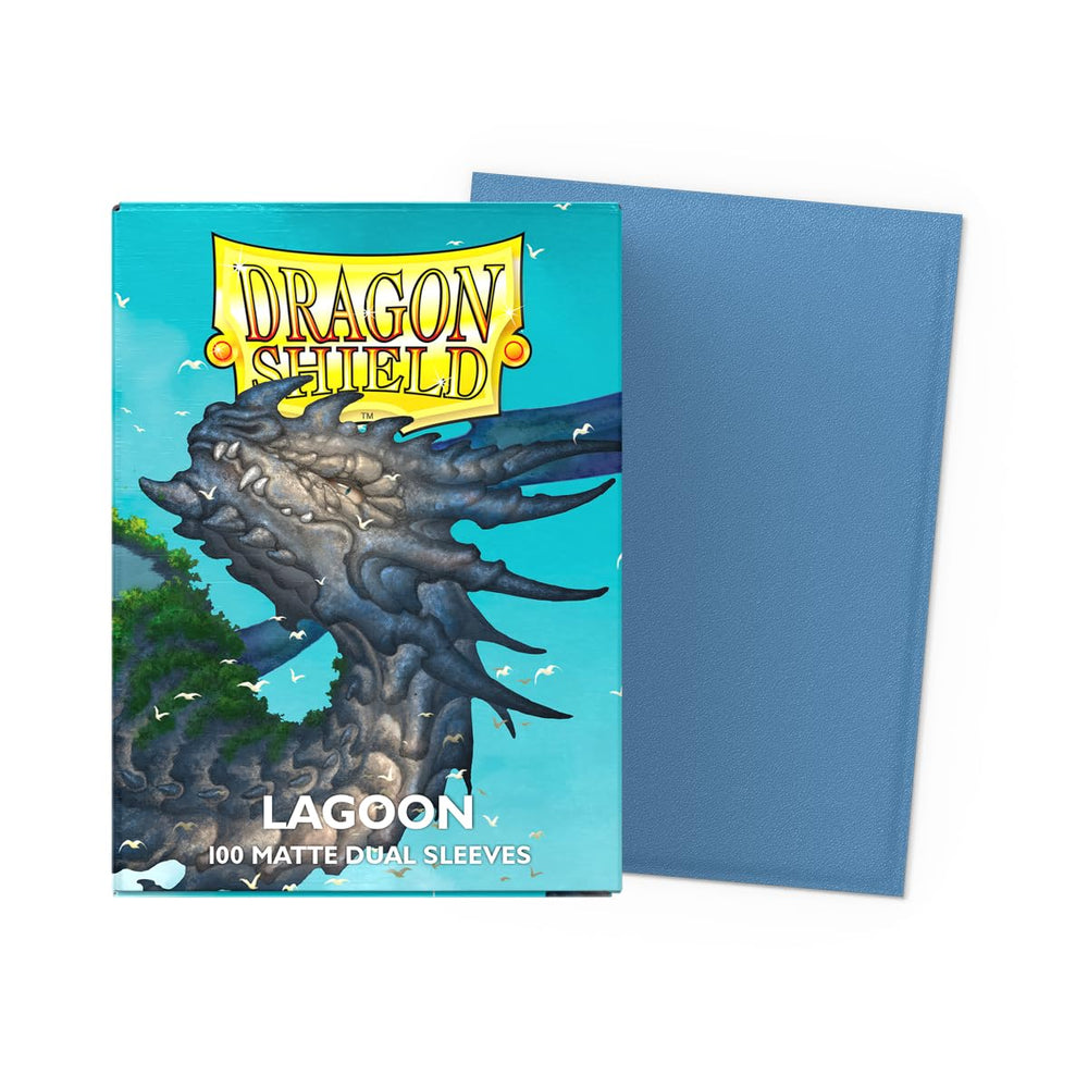 Dragon Shield Lagoon matte dual sleeves – back texture and opaque interior conceal cards.