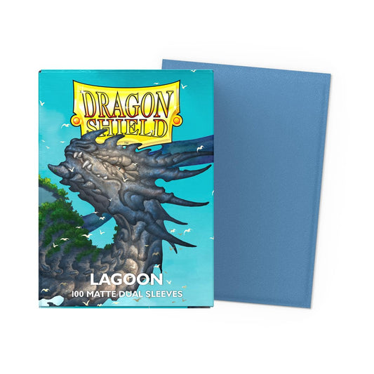 Dragon Shield Lagoon matte dual sleeves – back texture and opaque interior conceal cards.